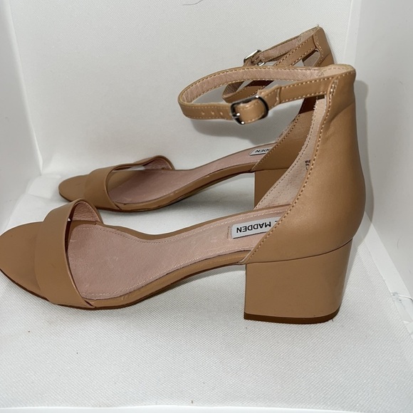 Steve Madden Irenee block heel ankle strap tan sandals Sz 10 faux leather - Picture 8 of 15